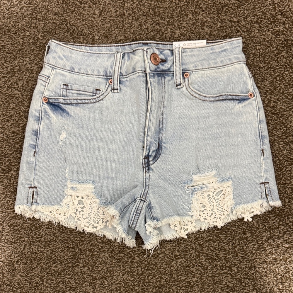 SO Light Blue Distressed Denim Shorts